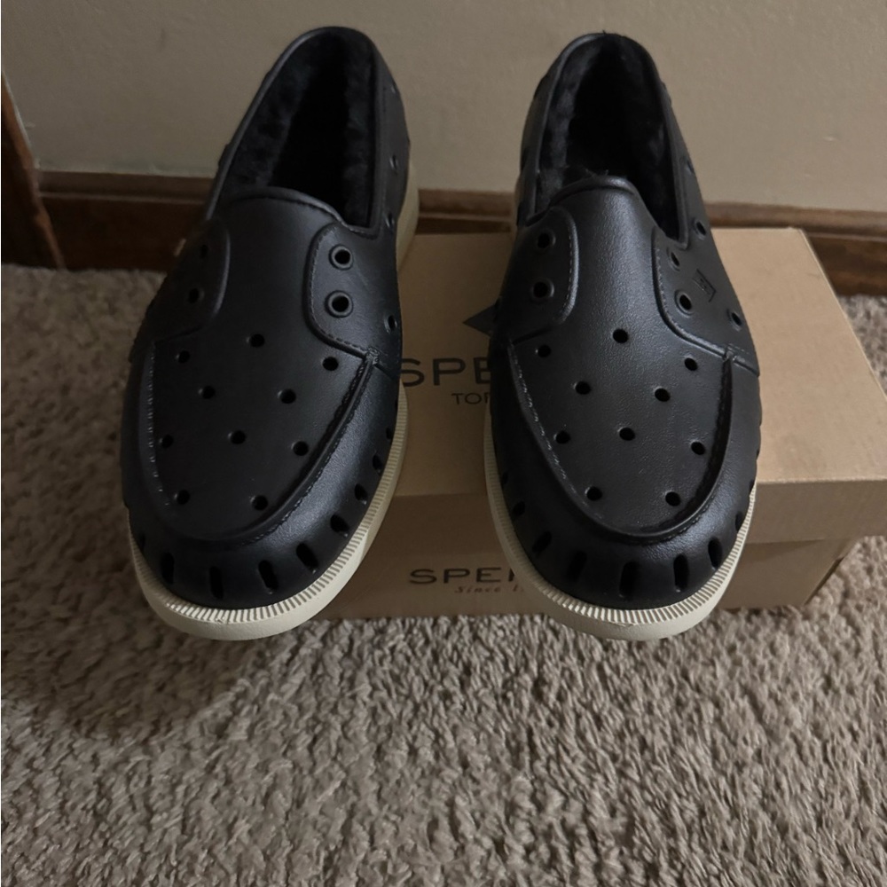 Sperry Black A/O Float Fur Loafers